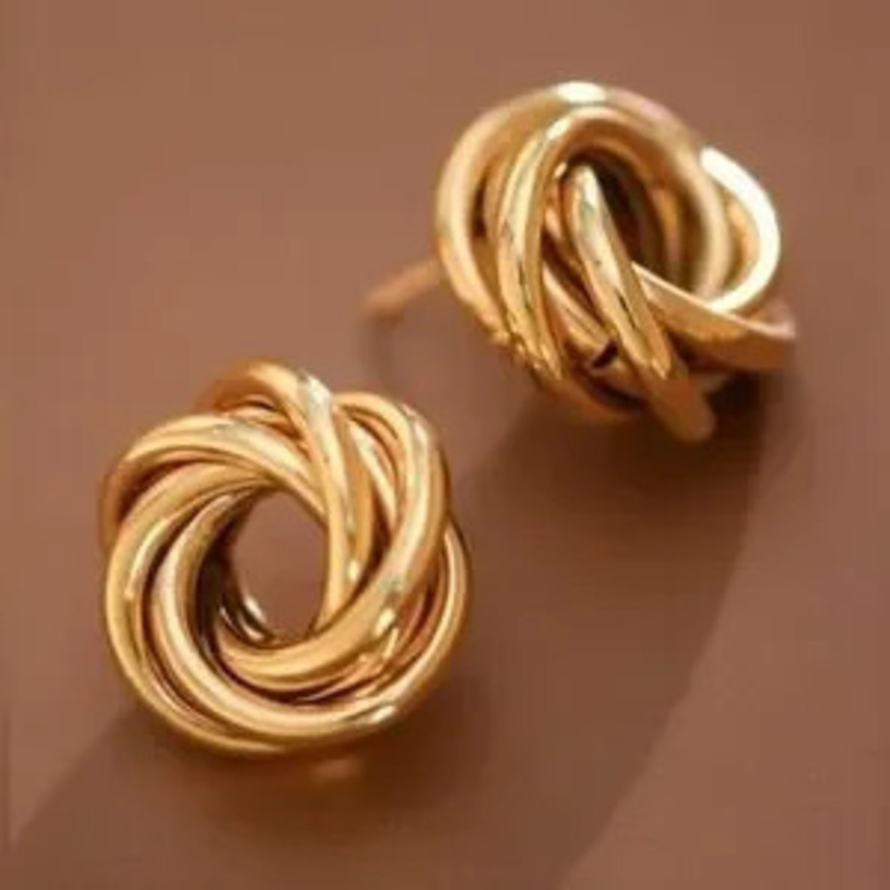 18K Gold Round Twist Earrings (2034)